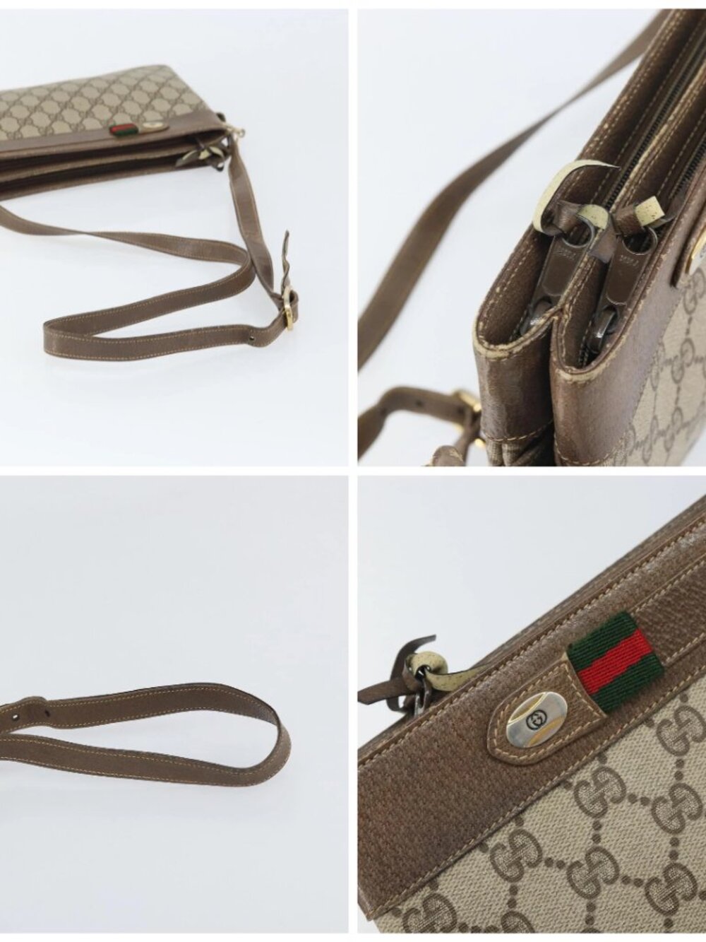 GUCCI GG Supreme Web Sherry Line Bag PVC Beige Gold 96 02 035 Auth 170489 - Picture 16 of 16